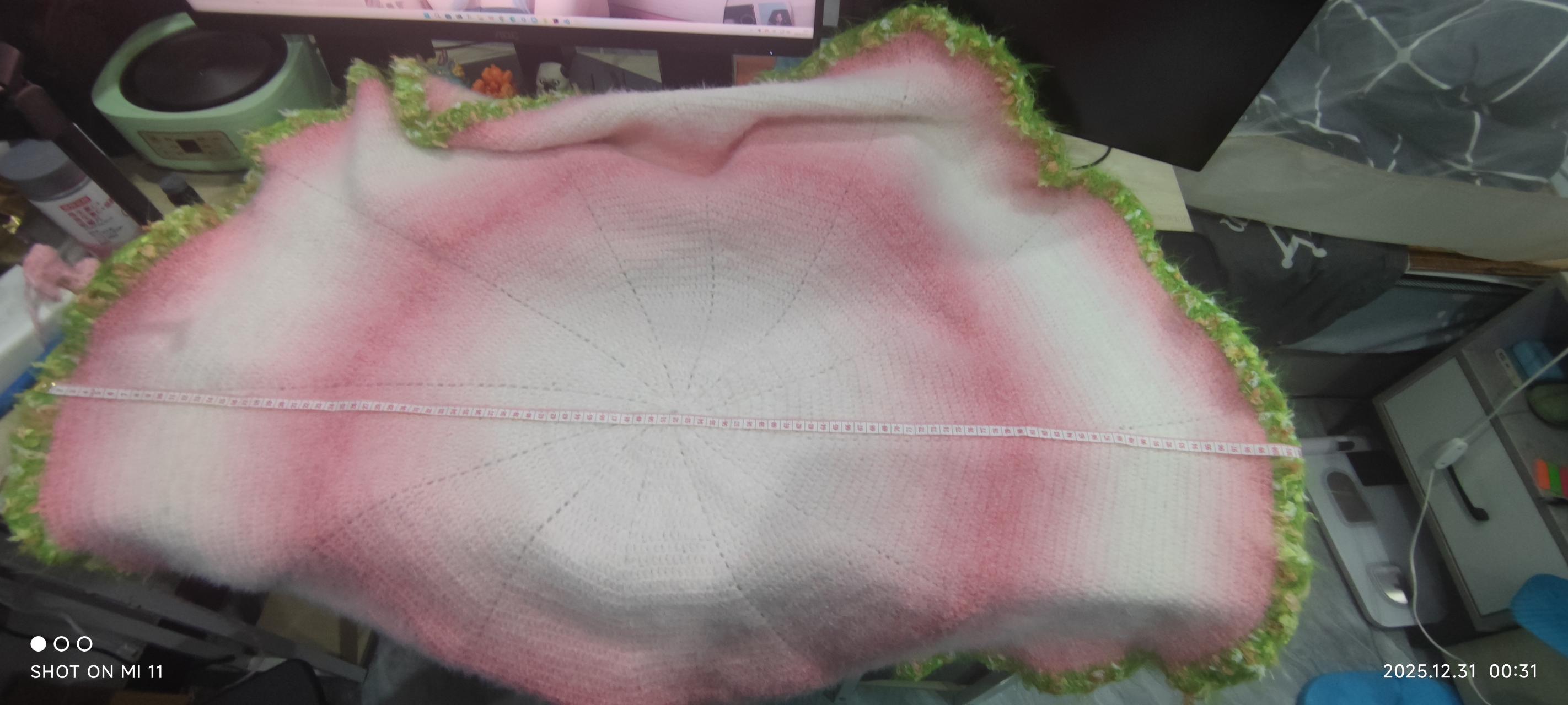 钩织玫瑰花毛毯（主体完成）